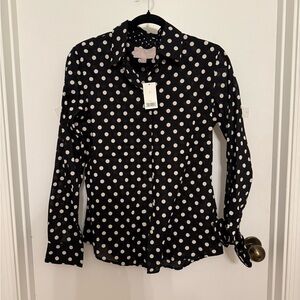 Banana Republic Black and White Polka Dot Button Down Shirt
